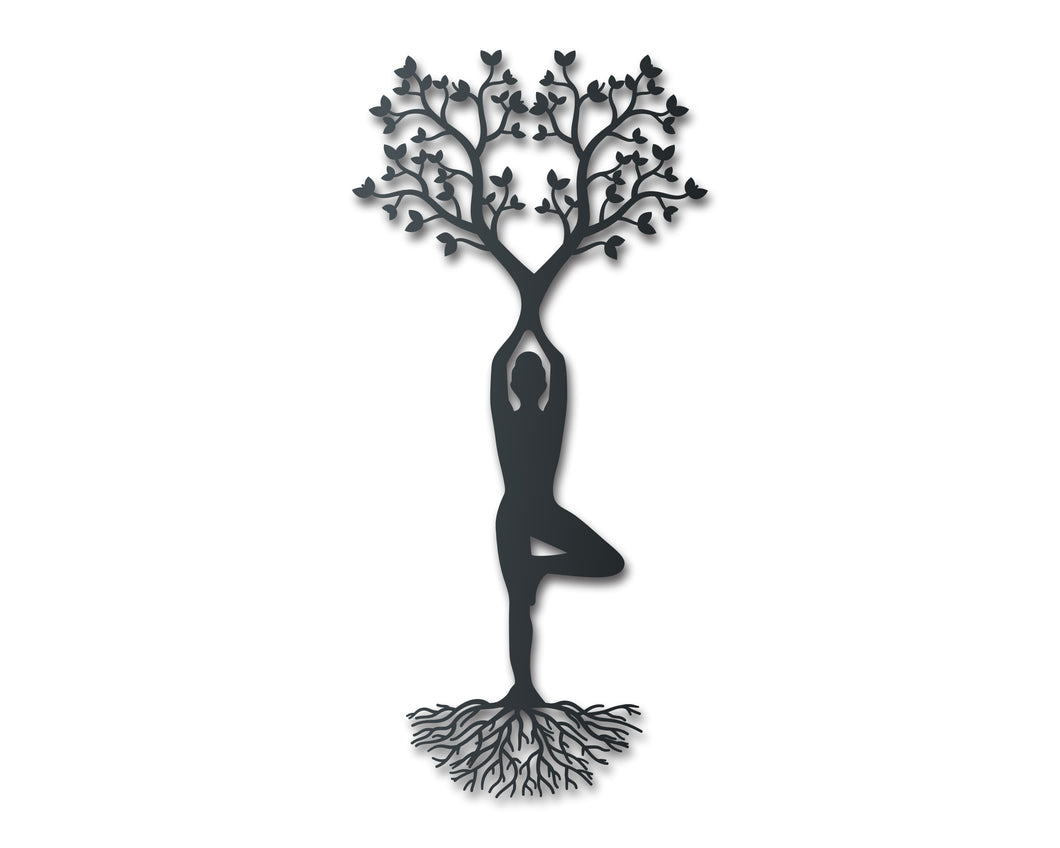 Metal Yoga Tree Pose Wall Art - 14 Color Options
